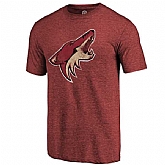 Men's Phoenix Coyotes Distressed Team Primary Logo Tri Blend T-Shirt Crimson FengYun,baseball caps,new era cap wholesale,wholesale hats